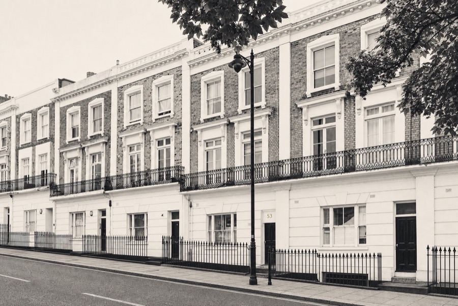 The front of 53 Gipsy Hill, shown as a quiet warm monochrome civic image with the 53 entrance marker.